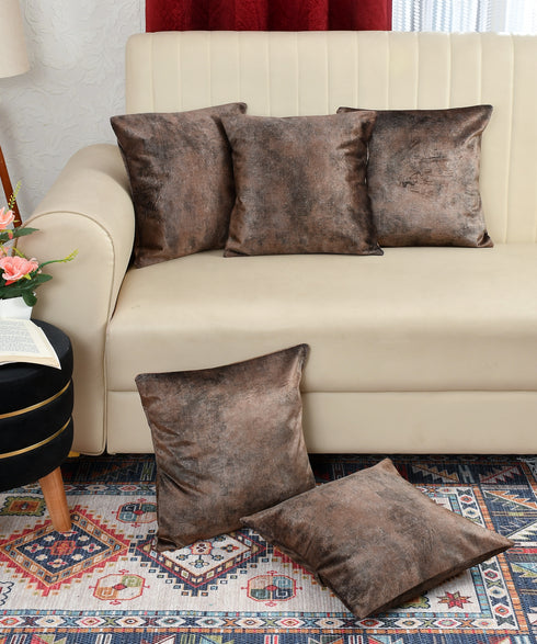 Walton by Florida Velvet Decorative Cushion Cover for Sofa (Set of 5 pcs)